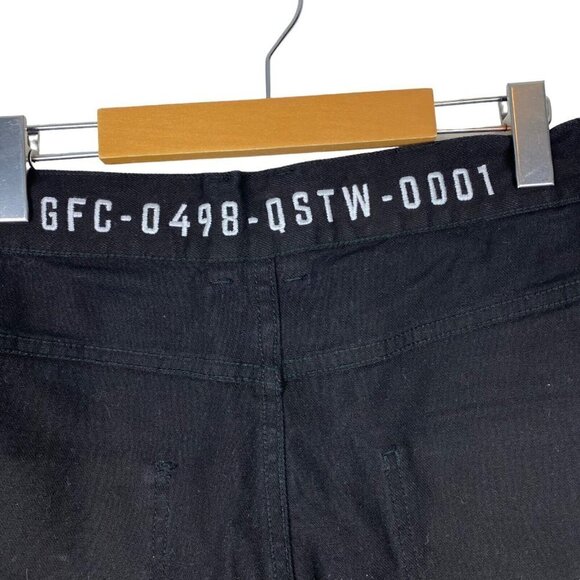 GFC Toronto Men's Black Dark Wash Distressed Raw Hem Slim Denim Jeans US 36 - Picture 14 of 16